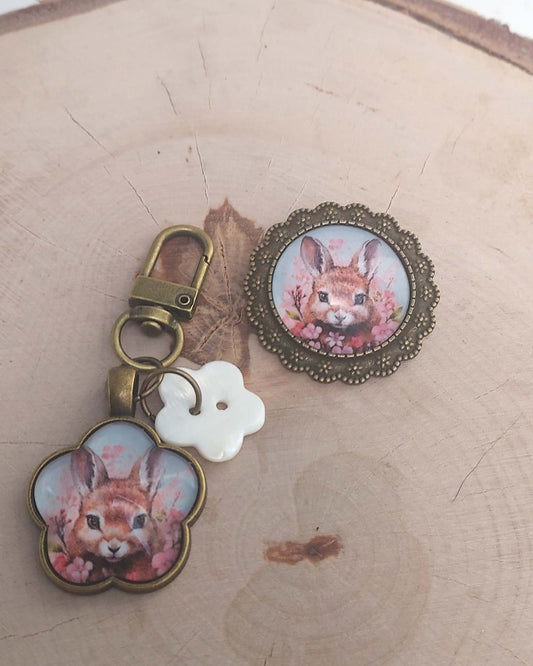 Broche cabochon en verre originale et artisanale