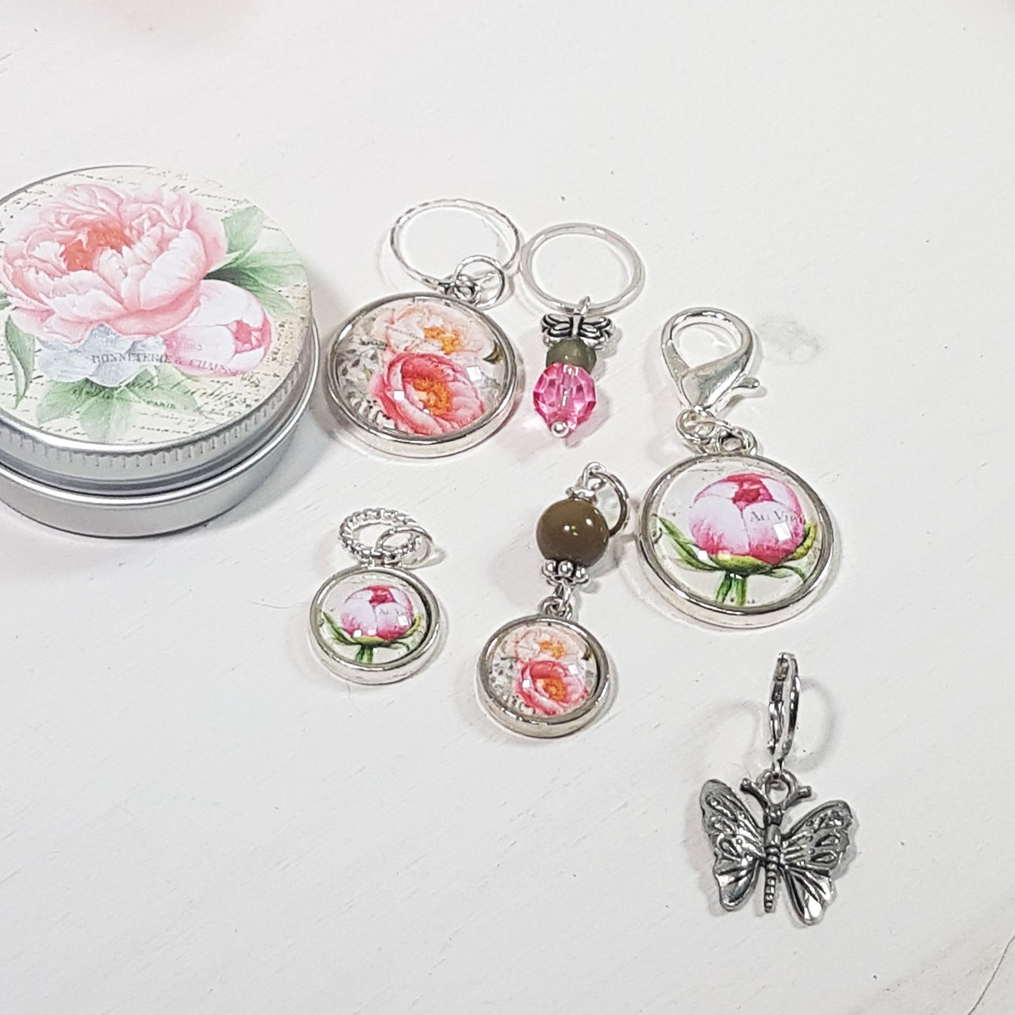 Marqueur Tricot Pivoine et Papillon #6