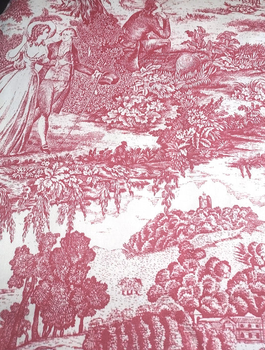 Tissu épais imprimé esprit toile de Jouy