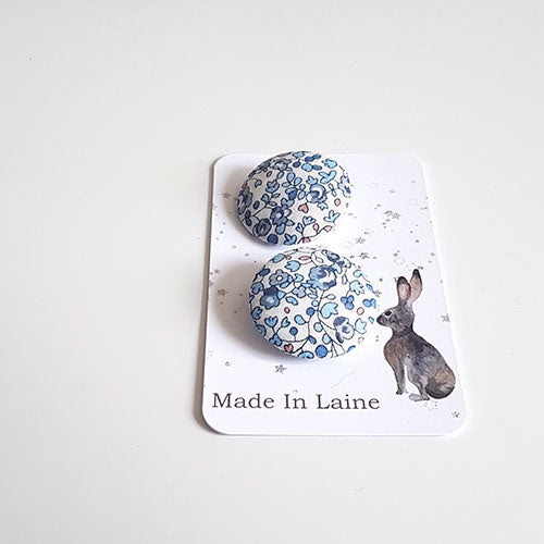 Boutons en tissu Liberty fleuri - Eloise Bleu
