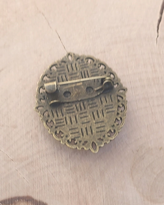 Broche cabochon en verre originale et artisanale