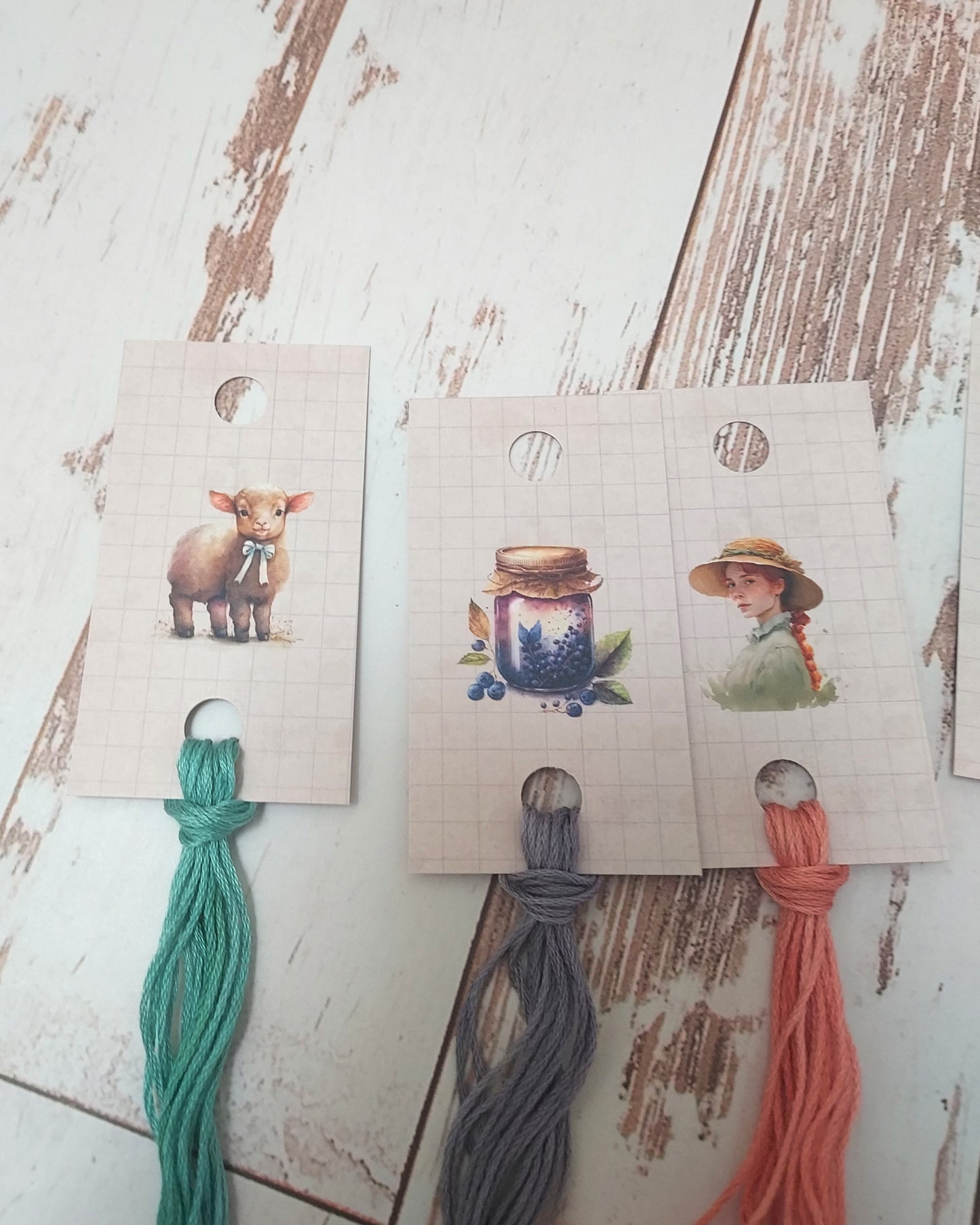 8 Cartes à fils à broder Un Dimanche à la Campagne