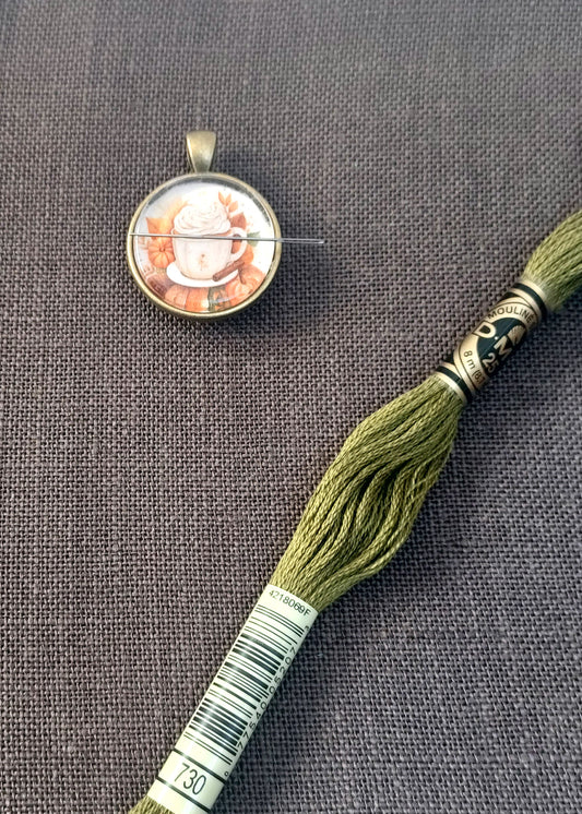 Toile de lin à broder Taupe 12 fils coupon 50x70cm