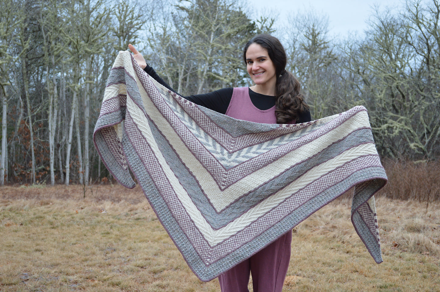 patron tricot châle Boho Texture Triangle de Boho Chic Fiber Co en Français
