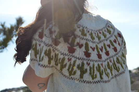 patron tricot pull Cacti Crop de Boho Chic Fiber Co en Français