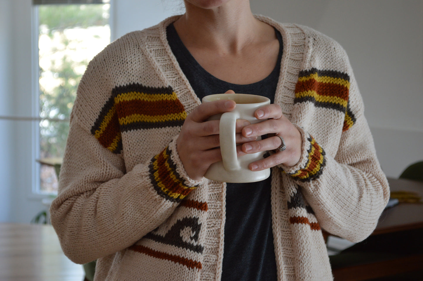Morning Rituals cardigan knitting pattern from Boho Chic Fiber Co
