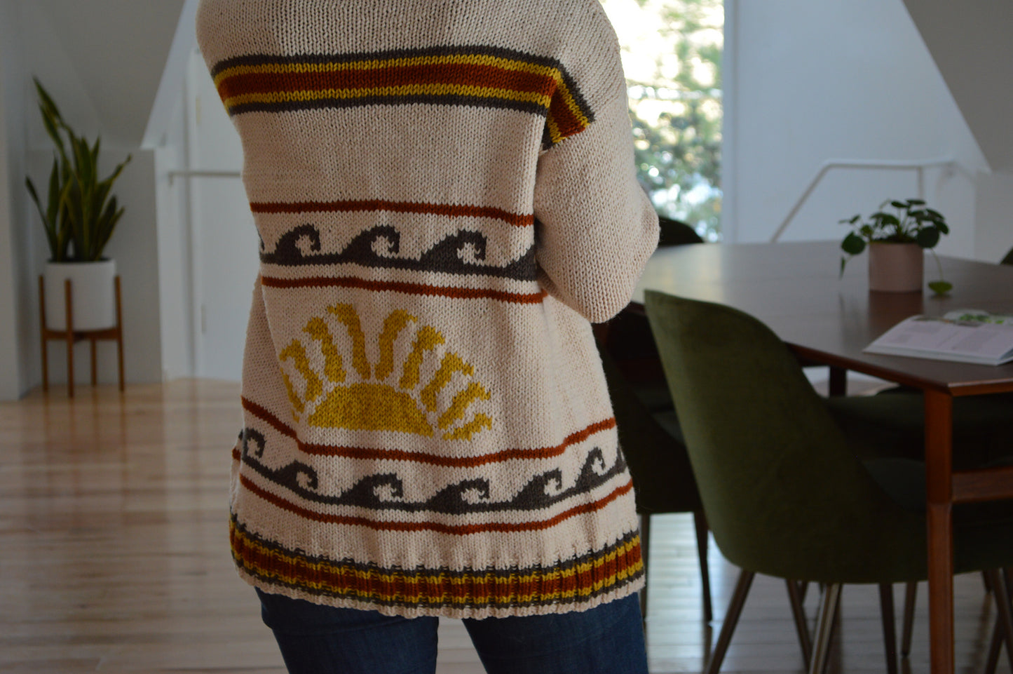 Morning Rituals cardigan knitting pattern from Boho Chic Fiber Co