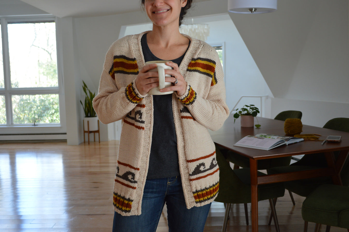 Morning Rituals cardigan knitting pattern from Boho Chic Fiber Co
