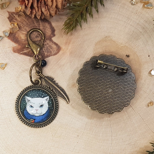 Collection Portraits d'Hiver - Pampille et broche Chat
