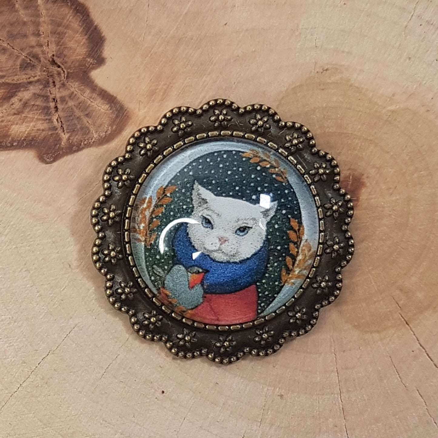 Collection Portraits d'Hiver - Pampille et broche Chat