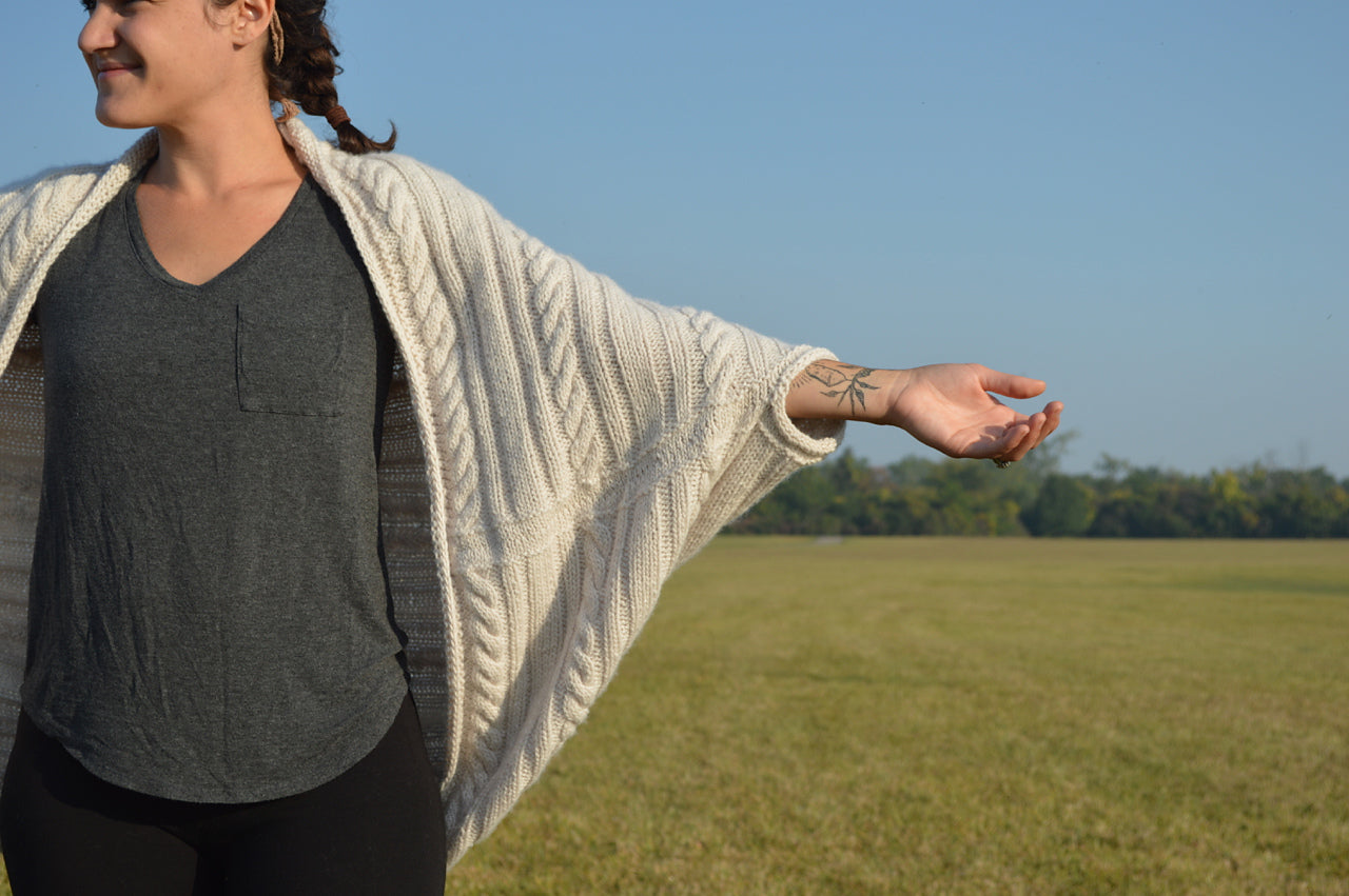vest knitting pattern Free Bird Cocoon from Boho Chic Fiber Co