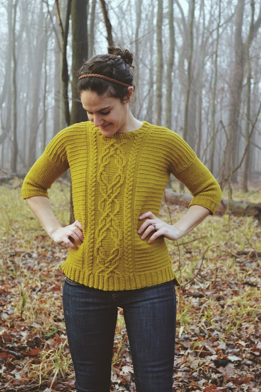 Kerrytown cable sweater knitting pattern from Boho Chic Fibers