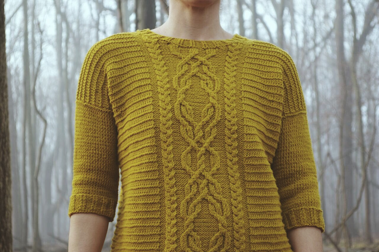 Kerrytown cable sweater knitting pattern from Boho Chic Fibers