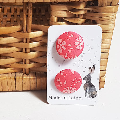Boutons en tissu Liberty fleuri - Capel Rose Corail