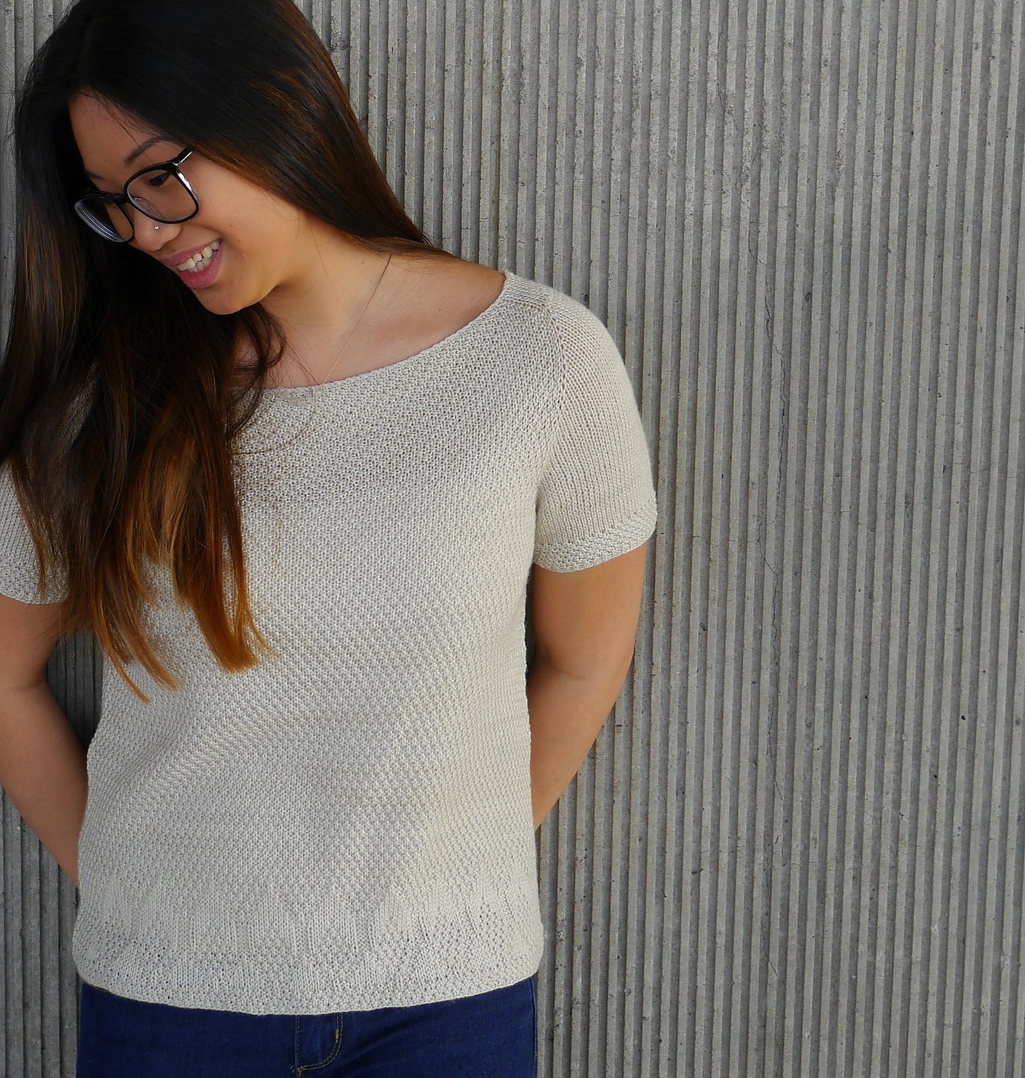 Patron tricot top River Light Tee par Olive Knits