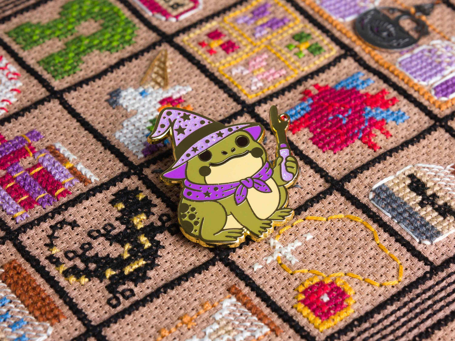 Stitchonomy - Aimant de Brodeuse Sorcier Grenouille