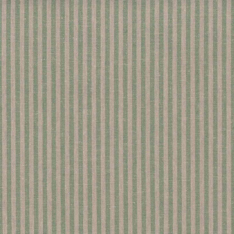 Tissu rayé beige et vert, lin et coton mélangé