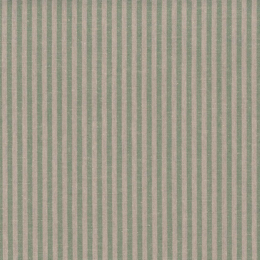 Tissu rayé beige et vert, lin et coton mélangé