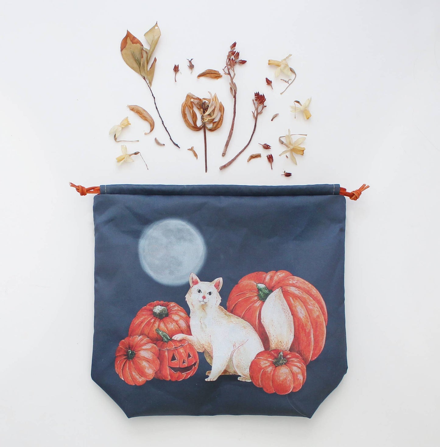 Minerva, le chat d'Halloween | Sac à projet à cordon: Taille chaussette / Cordon inclus