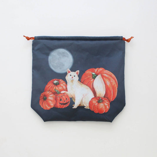 Minerva, le chat d'Halloween | Sac à projet à cordon: Taille Moyenne / Cordon inclus