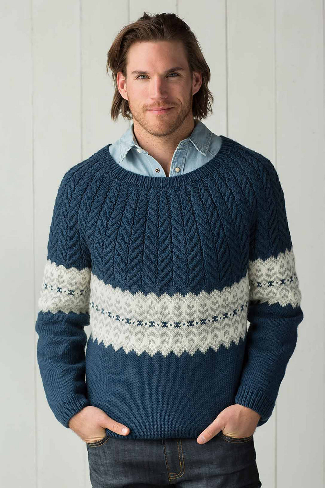 Bergen Peak sweater knitting pattern by Irina Anikeeva