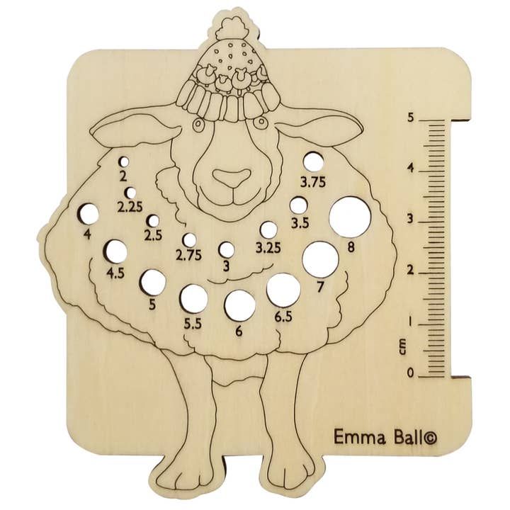 ⏱ jauge d'aiguilles en bois Emma Ball - motif moutons