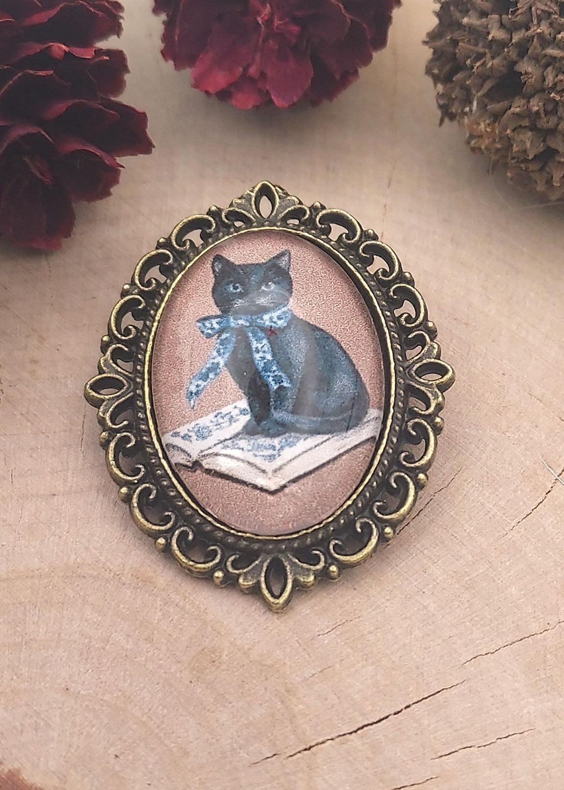 Broche cabochon en verre Challoween