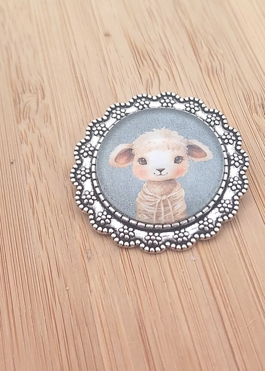 Broche cabochon - l'agneau Pelote