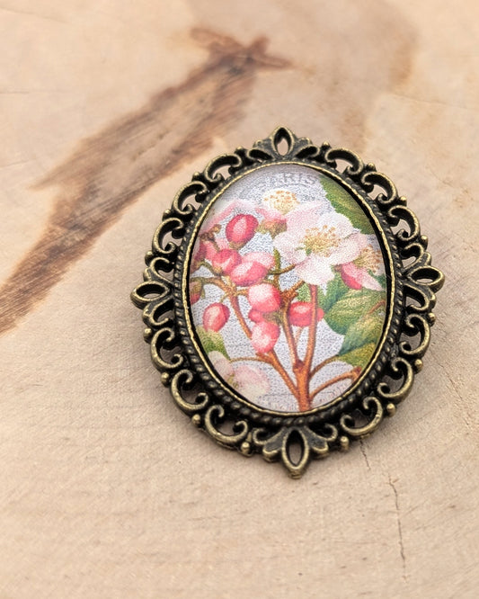Broche cabochon - Aubépine