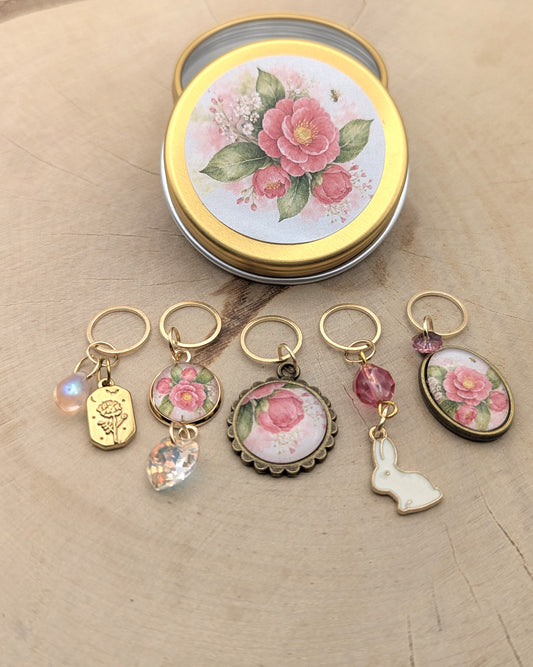 🧶 Ensemble de 5 marqueurs tricot – 🌸 Douce Camélia