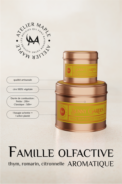 Bougie Sunny Garden – Thym, romarin et citronnelle