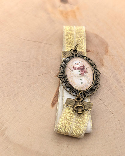 📖 Marque-page cabochon – Flocons et Pompon