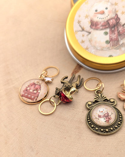 🧶 Ensemble de 5 marqueurs tricot – Flocons et Pompon