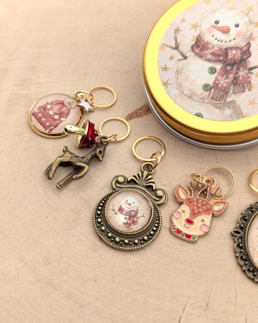 🧶 Ensemble de 5 marqueurs tricot – Flocons et Pompon