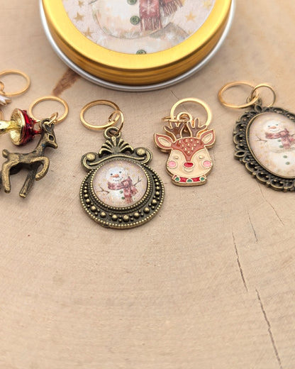 🧶 Ensemble de 5 marqueurs tricot – Flocons et Pompon