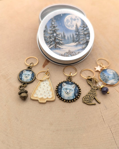 🧶 Ensemble de 5 marqueurs tricot – Nuit de Givre