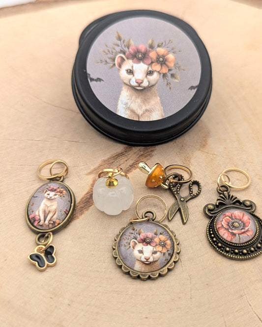 🧶 Ensemble de 5 marqueurs tricot – Anémone Oubliée