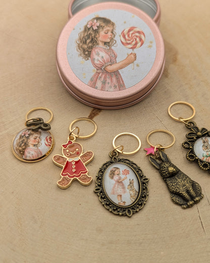 🧶 Ensemble de 5 marqueurs tricot – Hiver Poudré