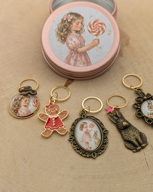 🧶 Ensemble de 5 marqueurs tricot – Hiver Poudré