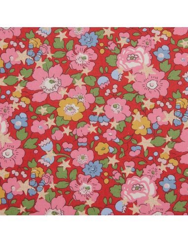 Coupon Liberty Tana Lawn Christmas Betsy Stars Rouge et Or