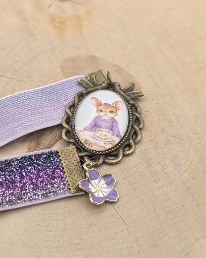 📖 Marque-page cabochon – 🌷 Violette, le cœur en fête