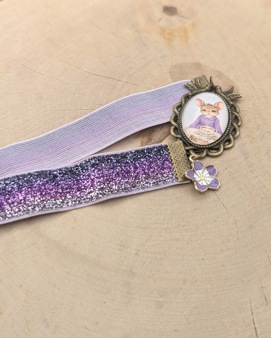 📖 Marque-page cabochon – 🌷 Violette, le cœur en fête