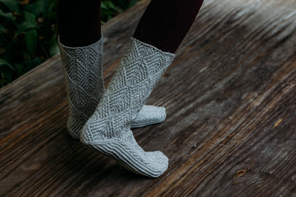 Local Roots slipper knitting pattern by Andrea Mowry
