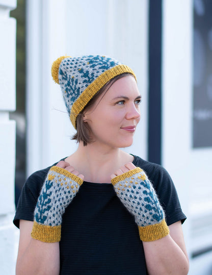Rhodiola hat and mittens knitting pattern by Ysolda Teague