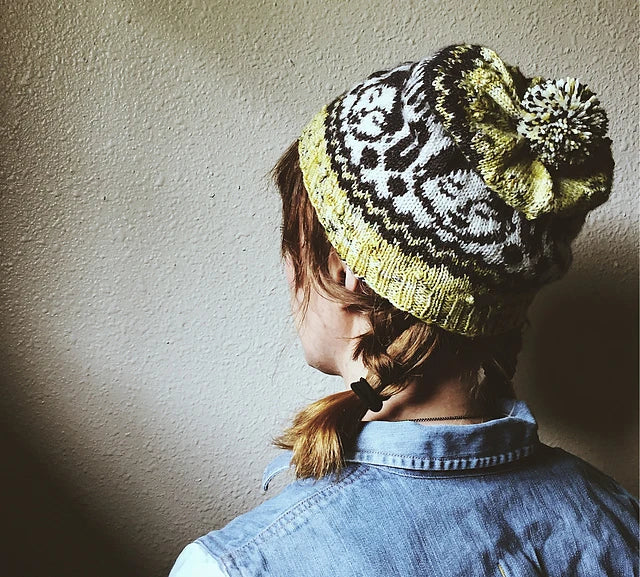 Lilou jacquard hat knitting pattern by Boyland Knitworks