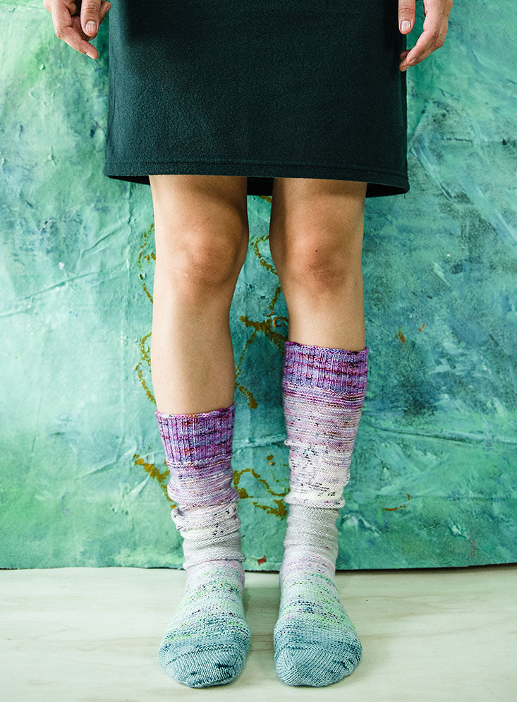 Fluorite socks knitting pattern by Andrea Mowry